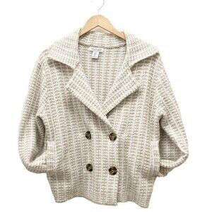 Rachel Zoe Cardigan Soft Knit Sweater Peacoat Beige Cream Women’s Size Small